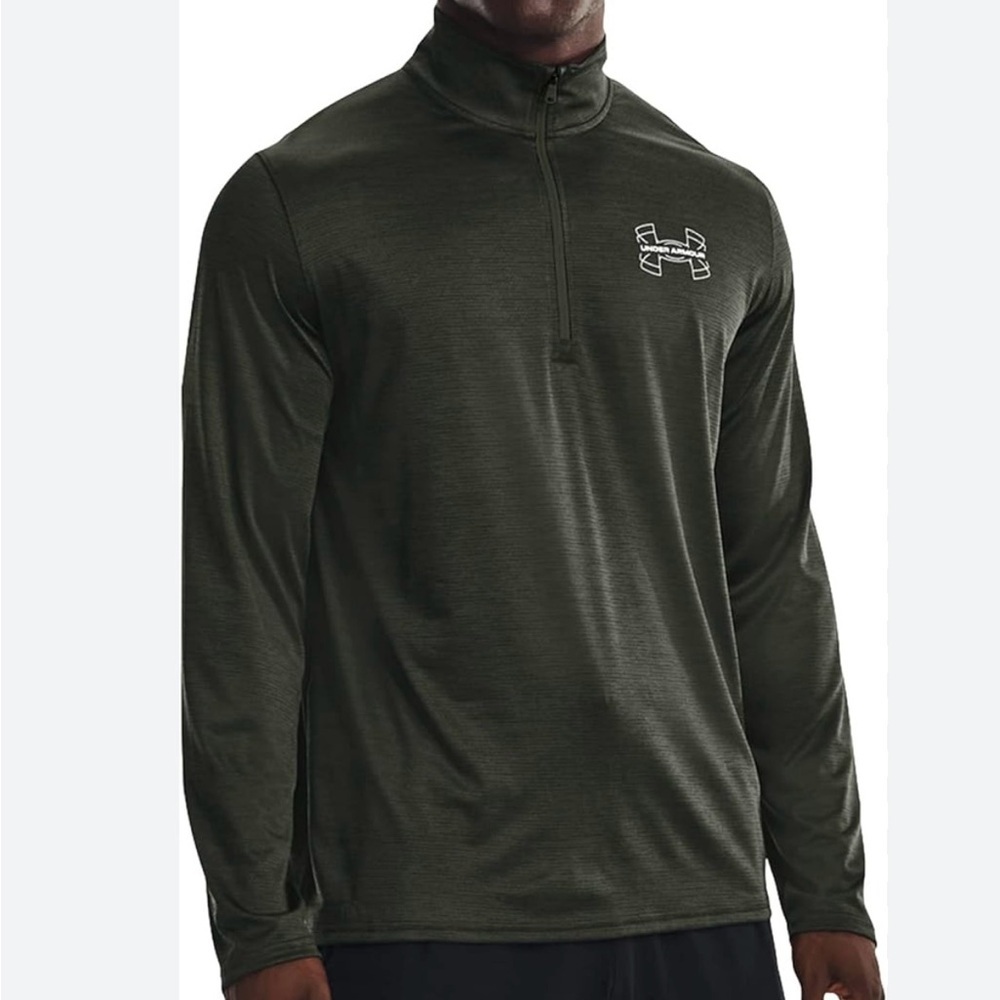 🟢 NWT Under Armour Men’s Quarter-Zip Pullover – Olive Green – Size Large